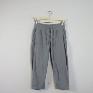 Lululemon Dance Studio Crop II Women 4 Grey Drawstring Performance Quick Dry 182